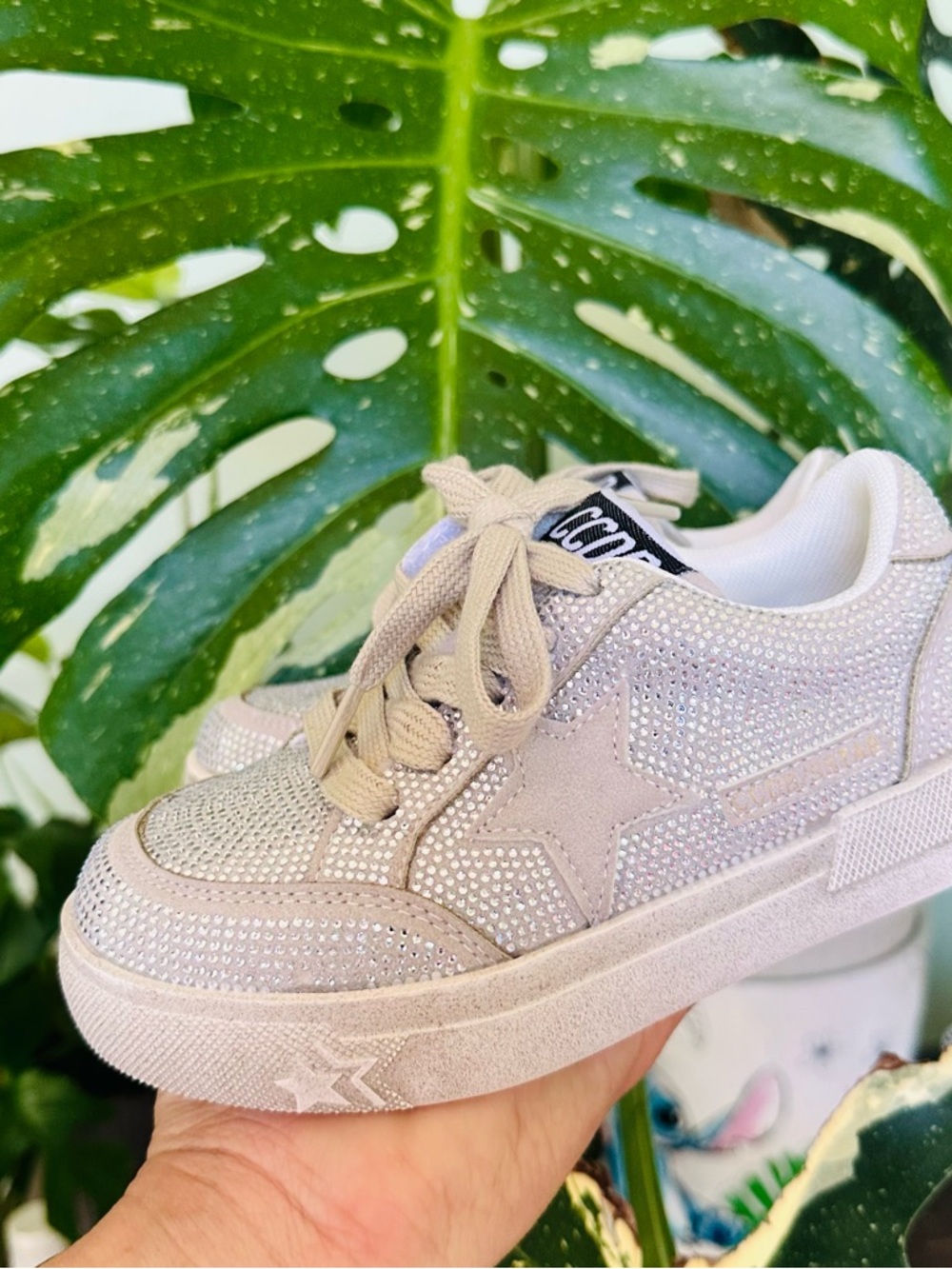 Kids Silver Embellished Star Sneakers